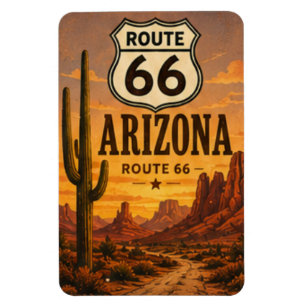 Magnet Flexible Arizona Route 66 Saguaro Sunset Road Art