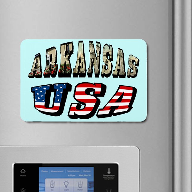 Magnet Flexible Arkansas Picture et USA Flag Text (Arkansas Picture and USA Flag Text Flexible Magnet)