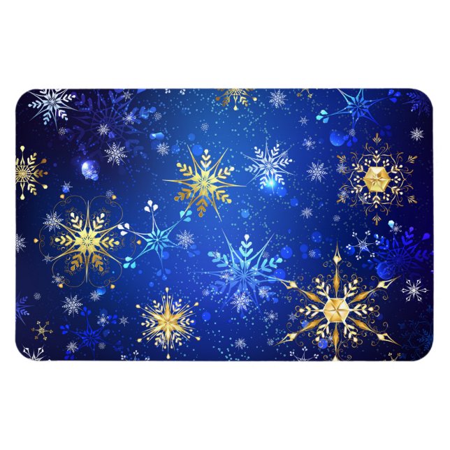 Magnet Flexible Arrière - plan Bleu XMAS avec des flocons de neige (Horizontal)