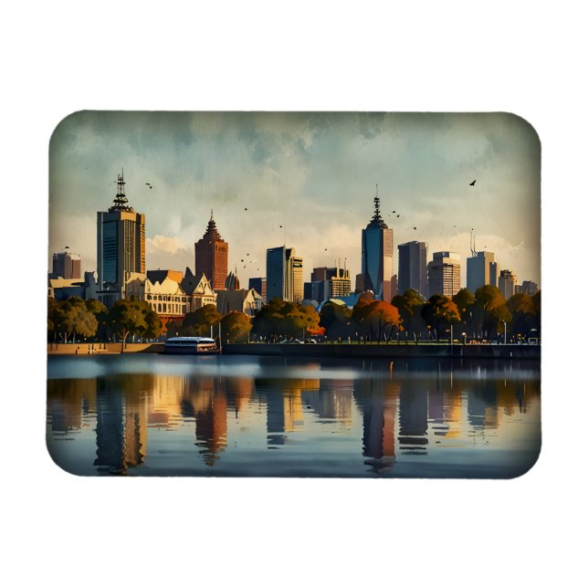 Magnet Flexible art à l'aquarelle de Melbourne (Horizontal)