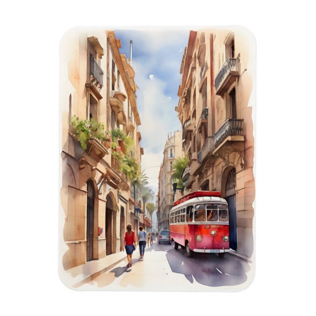Magnet Flexible Art de l'aquarelle de Barcelone (Vertical)