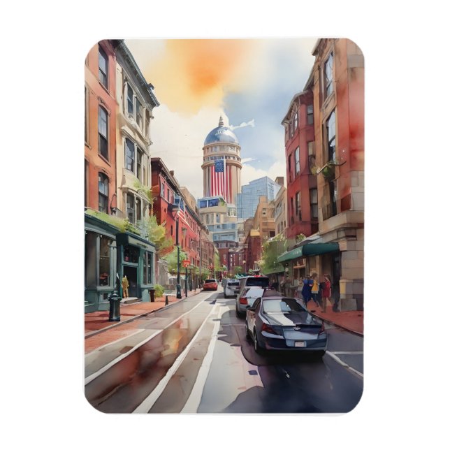 Magnet Flexible Art de l'aquarelle de Boston (Vertical)