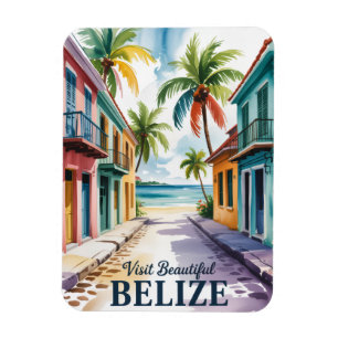 Magnet Flexible Art de voyage à l'aquarelle Bélize Vintage