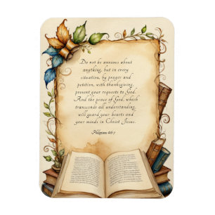 Magnet Flexible Art du verset biblique chrétien Philippiens 4:6-7