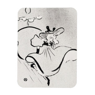 Magnet Flexible Art noir et blanc Jane Avril par Toulouse Lautrec