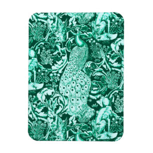 Magnet Flexible Art Nouveau Peacock Print, Turquoise et Aqua
