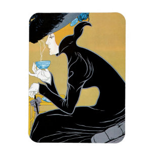 Magnet Flexible Art Nouveau vintage, Dame buvant du thé Marco Polo