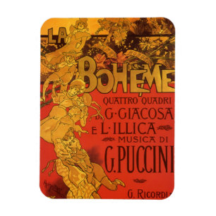 Magnet Flexible Art Nouveau vintage musique, La Bohème opéra, 1896