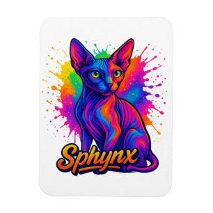 Magnet Flexible Art Pop Vibrant Sphynx Chat - Coloré moderne