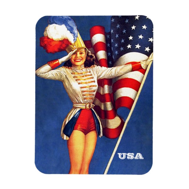 Magnet Flexible Art vintage Pin-Up États-Unis Patriotic Gift Magne (Vertical)