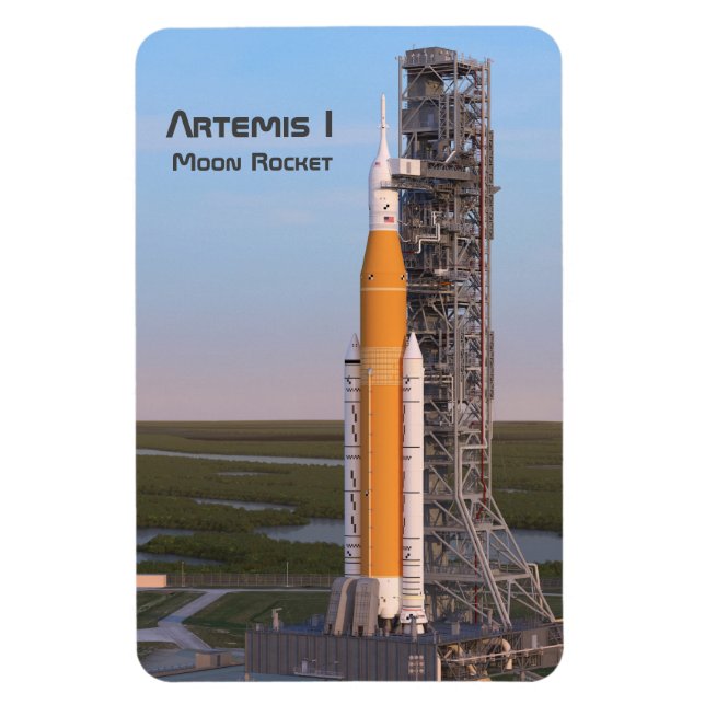 Magnet Flexible Artemis Une Lune Rocket sur Pad (Vertical)