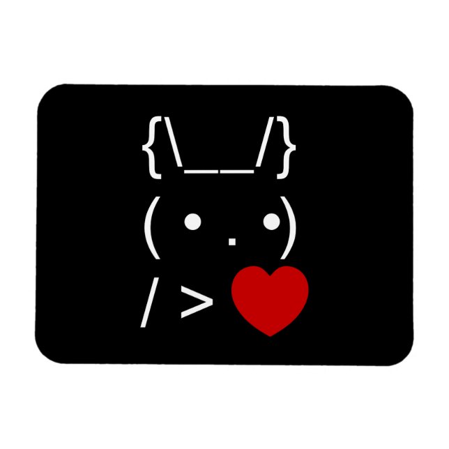Magnet Flexible ASCII Texte Art Lapin Lapin Donner Coeur (Horizontal)