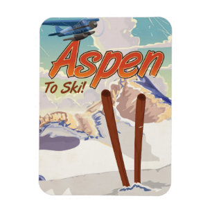 Magnet Flexible Aspen USA poster de voyage Vintage ski