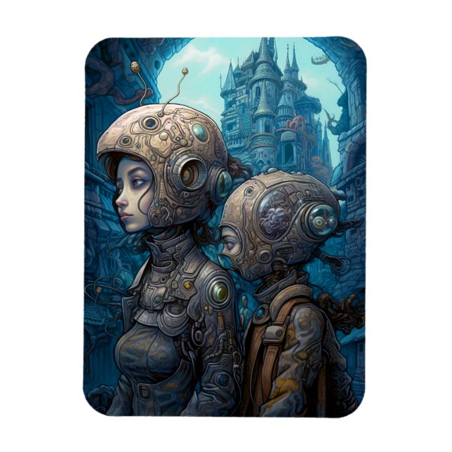 Magnet Flexible Astronaut Girls Surreal Science Fiction (Vertical)