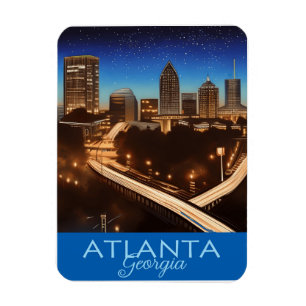 Magnet Flexible Atlanta Georgia Skyline Bleu et Gold Soirée