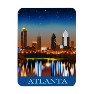 Magnet Flexible Atlanta Skyline par nuit avec réflexions