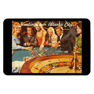 Magnet Flexible Atlantic City NJ, Jeu, Roulette, Retro Postc