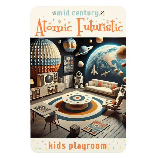 Magnet Flexible Atomic Futuristic Space Age Kids Playroom (Vertical)