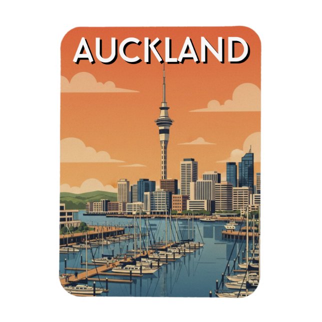 Magnet Flexible Auckland Marina New Zealand Postcard (Vertical)