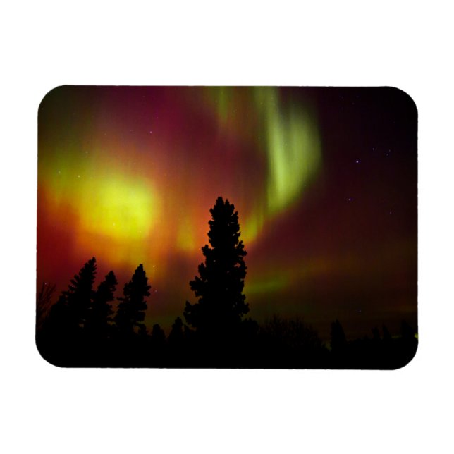 Magnet Flexible Aurora boréale et arbres (Horizontal)
