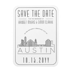 Magnet Flexible Austin, TX Mariage Styliszed Skyline Enregistrer l