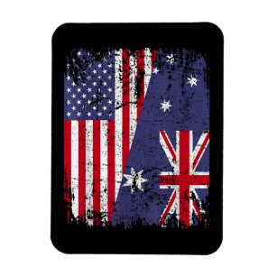 Magnet Flexible AUSTRALIAN ROOTS Half American Flag AUSTRALIE
