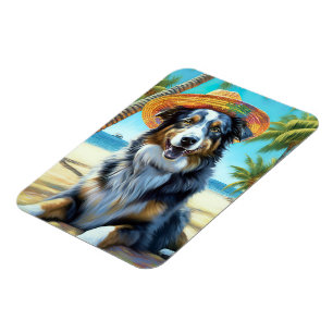 Magnet Flexible Australian Shepherd On Beach amoureux des chiens c