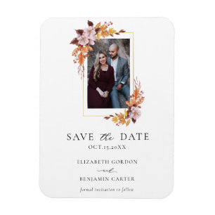 Magnet Flexible Automne Automne Floral Photo Élégant Script Botani