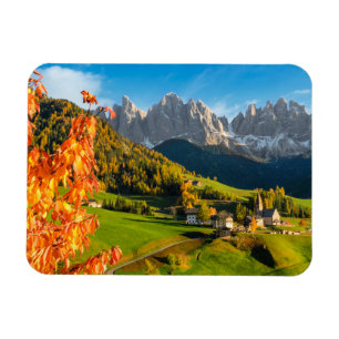 Magnet Flexible Automne dans un paysage de Dolomites avec église