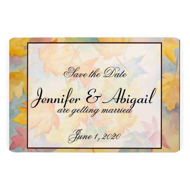 Magnet Flexible Automne laisse mariage gay Enregistrer la date (Horizontal)