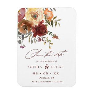 Magnet Flexible Automne Rouille Bourgogne Orange Mariage Script En