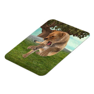 Magnet Flexible Aventure artistique de lionne féroce dans la jungl