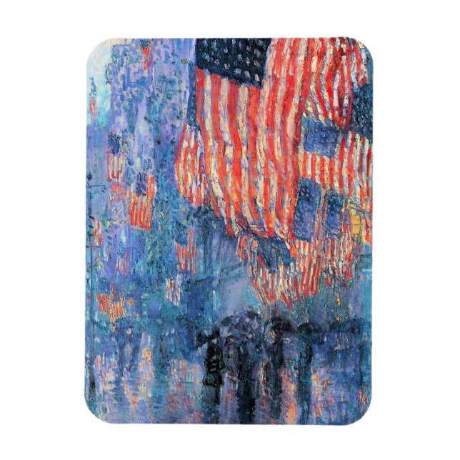 Magnet Flexible Avenue dans la pluie par Frederick Childe Hassam (Vertical)