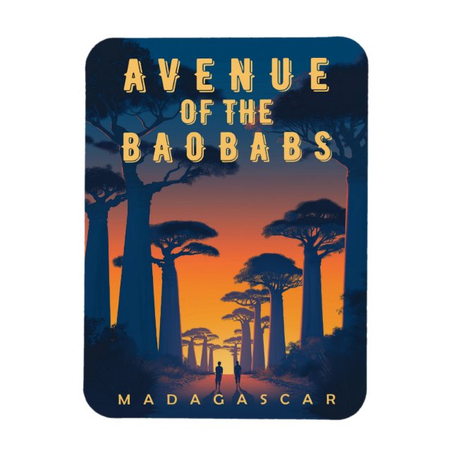 Magnet Flexible Avenue des Baobabs Madagascar - Afrique rétro (Vertical)