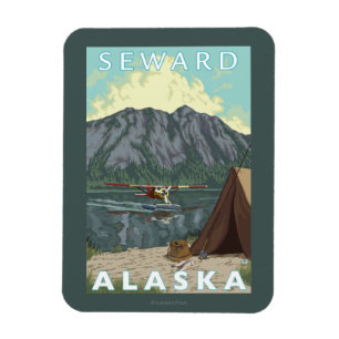 Magnet Flexible Avion de Bush et pêche - Seward, Alaska