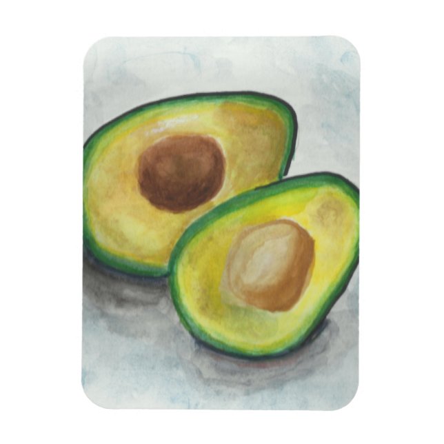 Magnet Flexible Avocado en aquarelle sur un Arrière - plan gris (Vertical)