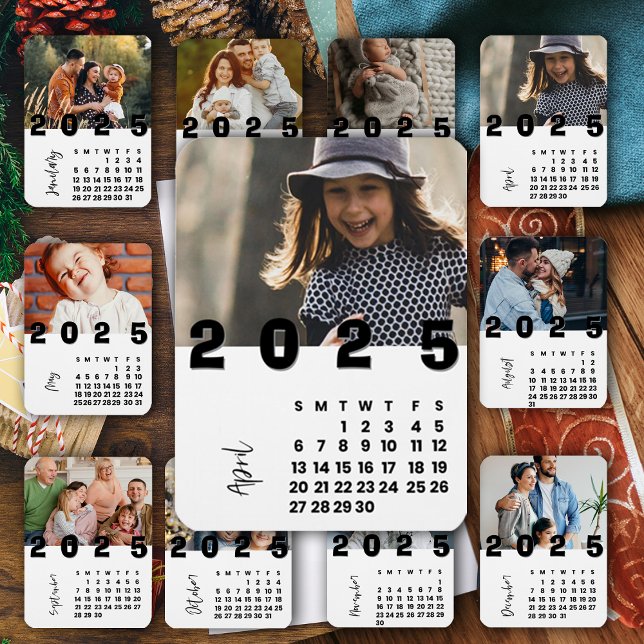 Magnet Flexible Avril Nouvel An 2025 Calendrier Photo de famille (April New Year 2025 Calendar Family Photo Magnet)
