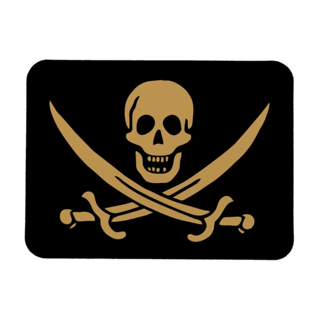 Magnet Flexible Aztec Gold Crâne et cutlass Pirate Calico Jack (Horizontal)