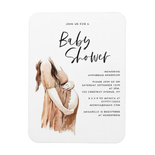 Magnet Flexible Baby shower aquarelle illustration script simple