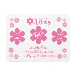 Magnet Flexible Baby Shower-Fleur Rose Glam-