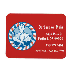 Magnet Flexible Badge Retro Barbershop personnalisable