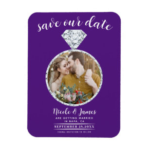 Magnet Flexible Bague de diamant Violet Royal Photo Enregistrer la