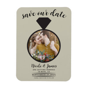 Magnet Flexible Bague de mariage beige Kaki Photo Enregistrer la d