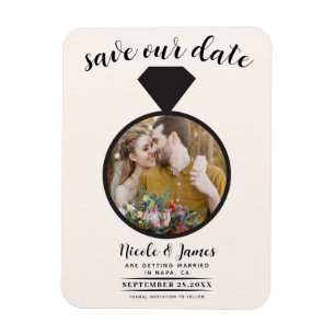Magnet Flexible Bague de mariage blanc cassé Photo Enregistrer la