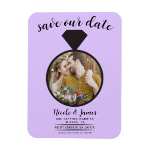 Magnet Flexible Bague de mariage lavande pastel Photo Enregistrer 