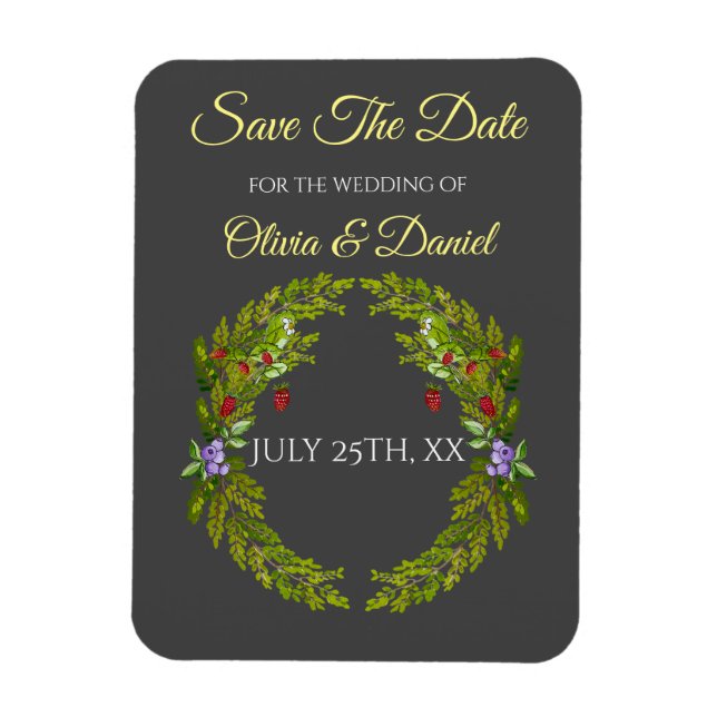 Magnet Flexible Baies et champignons de la forêt d'aquarelle guerr (Vertical)