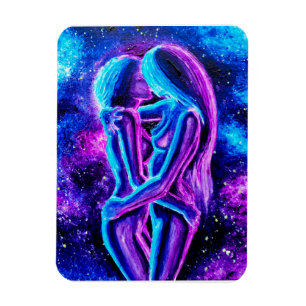 Magnet Flexible Baiser lesbien en bleu et violet