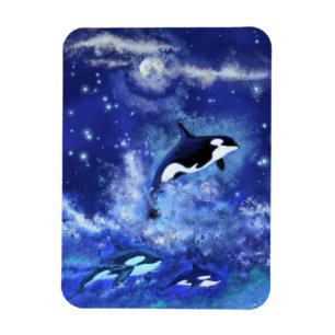 Magnet Flexible Baleines tueuses sur aimant à Pleine lune - Peintu