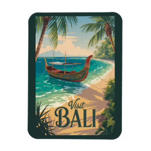 Magnet Flexible Bali Indonésie Illustration Art de Voyage Vintage