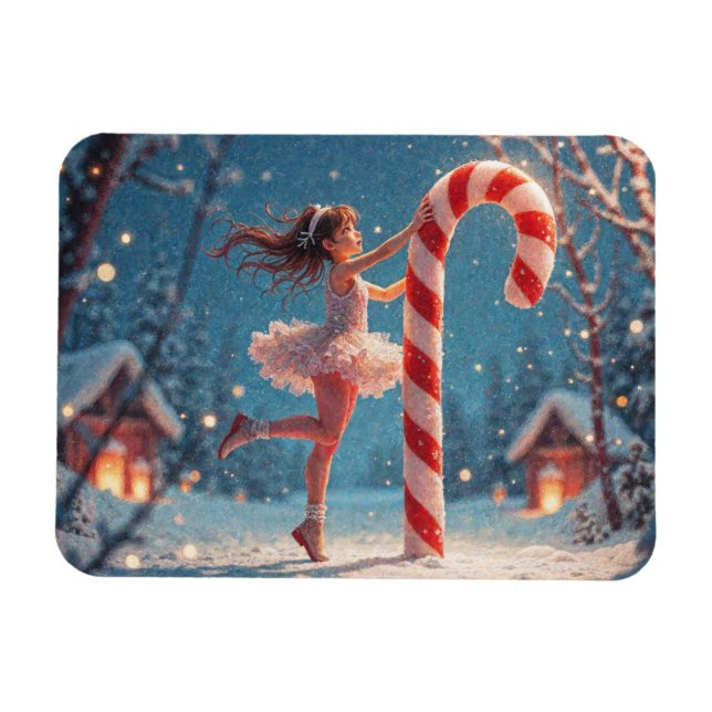 Magnet Flexible Ballerina Anime Fille et Sucre de canne Noël (Horizontal)